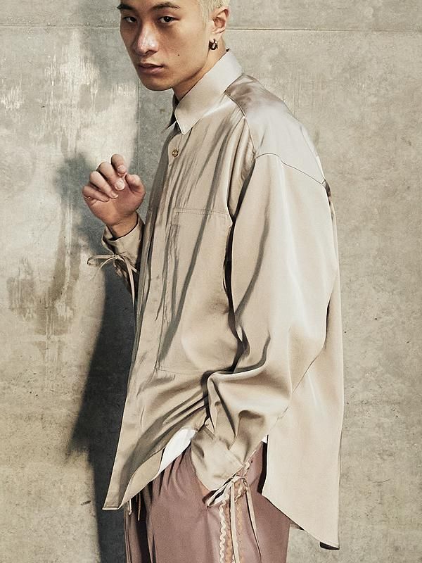 TAUPE 【トープ】ショートスリーブシャツ TAUPE - トープ - Satin Loose String Shirts - サテンルーズ