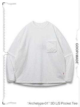 <strong>GOOPiMADE</strong>“Archetype-01“ 3D L/S Pocket Tee<br>WHITE
