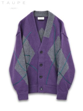 <strong>TAUPE</strong>Strain Argyle Cardigan<br>PURPLE