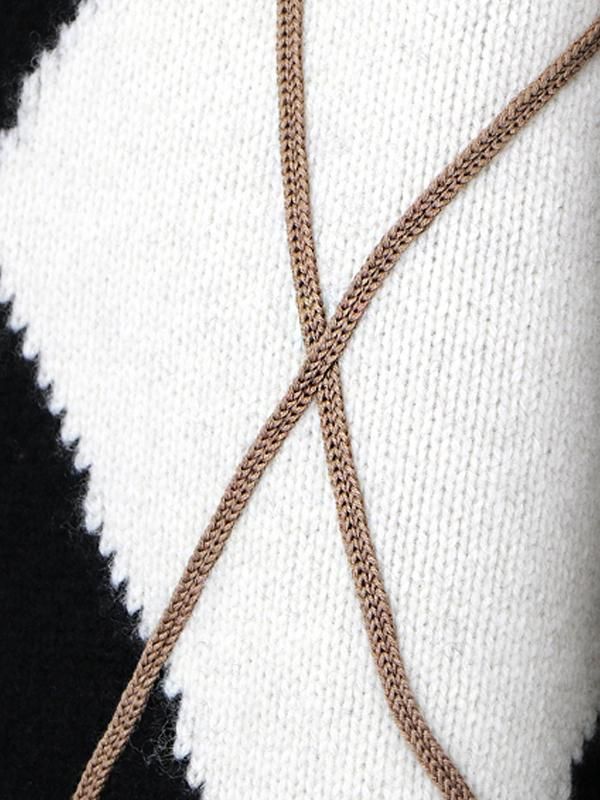TAUPE - トープ - Strain Argyle Cardigan - ストレイン