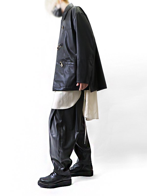 肩幅62cmTaupe トープ　レザージャケット　ヴィーガンレザーホースビットジャケット