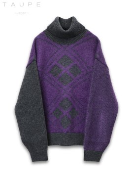 <strong>TAUPE</strong>Diamond JQ Turtle-neck Knit<br>PURPLE
