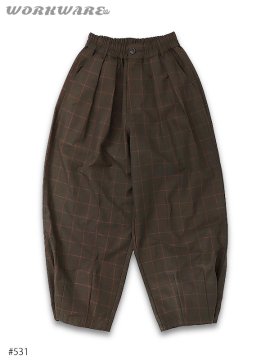 <strong>WORKWARE</strong>Unisex Balloon Shooter Pants<br>BROWN WINDOWPANE