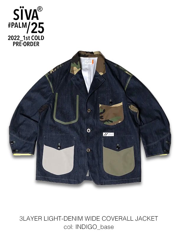 SIVA - 3LAYER LIGHT-DENIM WIDE COVERALL JACKET - SHINKIROU1.0