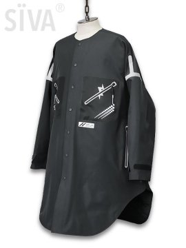 <strong>SIVA</strong>COLLARLESS OVERSIZED LONG PADDING COAT<br>BLACK