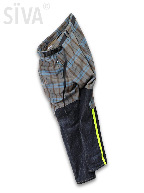 SIVA - TARTAN-CHECK LOWER-LEG DENIM PANTS - SHINKIROU1.0