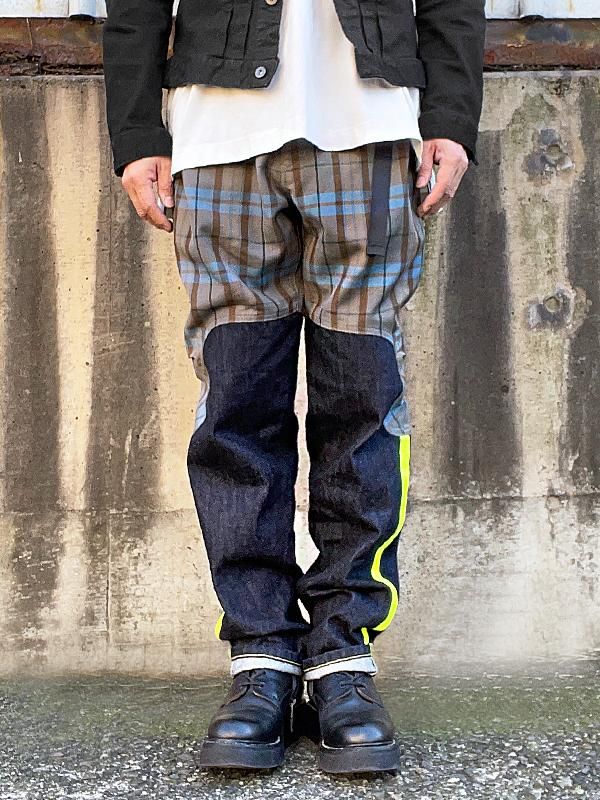 SIVA - TARTAN-CHECK LOWER-LEG DENIM PANTS - SHINKIROU1.0 SIVA - TARTAN-CHECK LOWER-LEG DENIM PANTS - SHINKIROU1.0