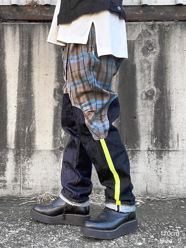 SIVA - TARTAN-CHECK LOWER-LEG DENIM PANTS - SHINKIROU1.0 SIVA - TARTAN-CHECK LOWER-LEG DENIM PANTS - SHINKIROU1.0