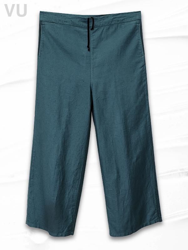 新品 VU 22SS ヴウ easy pants シルク ワイド デニム パンツ-