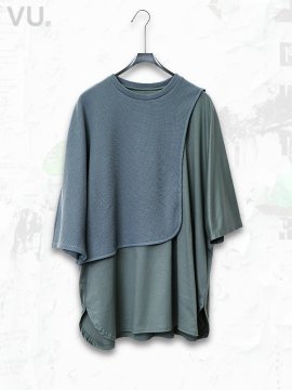 <strong>VUy</strong>Waffle Combination Cut-Knit Tee<br>BLUE