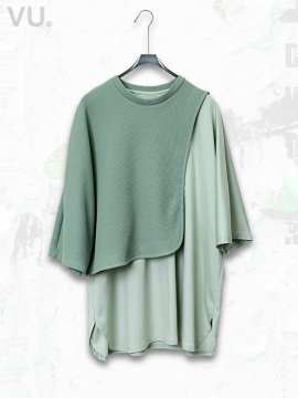 <strong>VUy</strong>Waffle Combination Cut-Knit Tee<br>GREEN