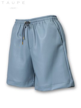 <strong>TAUPE</strong>Vegan Leather Easy Wide Shorts<br>SAXE BLUE
