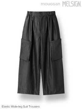 <strong>MELSIGN x mouggan</strong>Elastic Wide-leg Suit Trousers<br>BLACK
