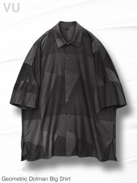 <strong>VU</strong>Geometric Dolman Big Shirt<br>CHARCOAL x BLACK