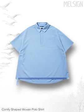 <strong>MELSIGN</strong>Comfy Shaped Woven Polo Shirt<br>SKY
