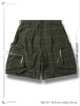 <strong>GOOPiMADE</strong>MZ-O1 M-Form Utility Shorts<br>OLIVE/D-BROWN (Windowpane)