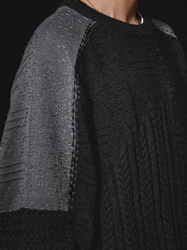 GOOPiMADE] “8SE-03K” MONTAGE SPLICING KNIT SWEATER _ NEON