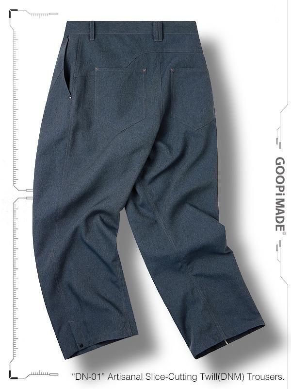 GOOPiMADE - “DN-01“ Artisanal Slice-Cutting Twill(DNM) Trousers