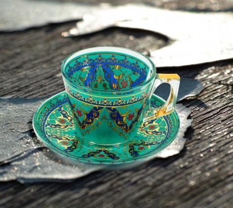 ビンテージ/デキャンタ/トルコ/パシャバチェ/Pasabahce/アートガラス カップ＆ソーサー パシャバチェ (PASABAHCE) - sevinc8 セ