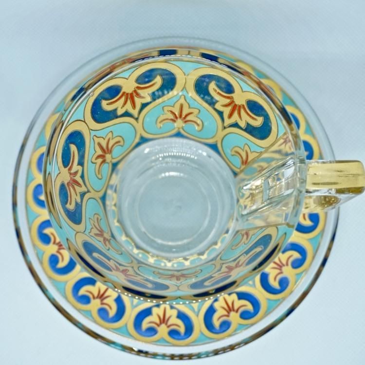 Paşabahçe(パシャバチェ) 装飾皿 24金レリーフ 限定品 カップ＆ソーサー パシャバチェ (PASABAHCE) - sevinc8 セ