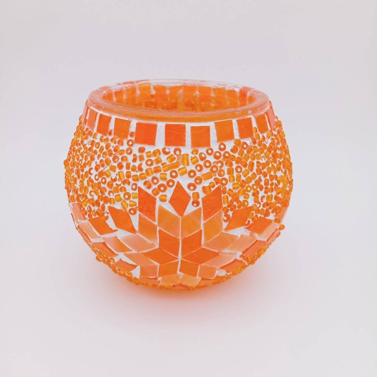 モザイクガラス<br>キャンドルホルダー<br>Orange