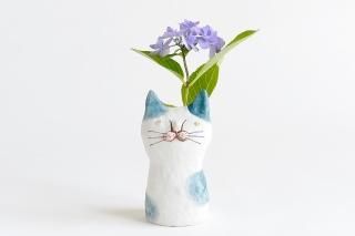 ネコ花ビン - 草舟オンラインショップ（金子佐知恵）| 陶器の