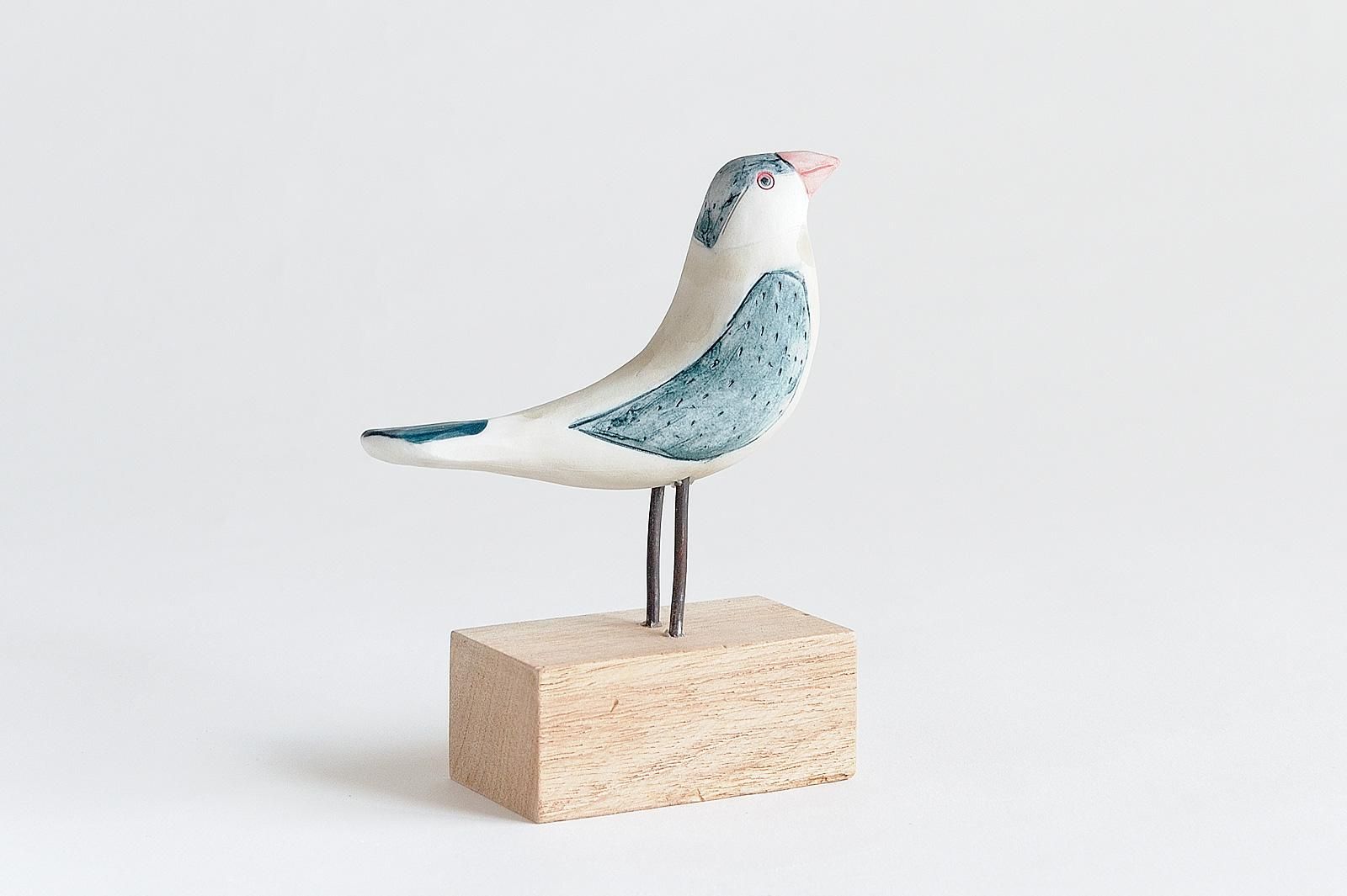 オブジェ - トリ文鳥C - 草舟オンラインショップ（金子佐知恵）| 陶器