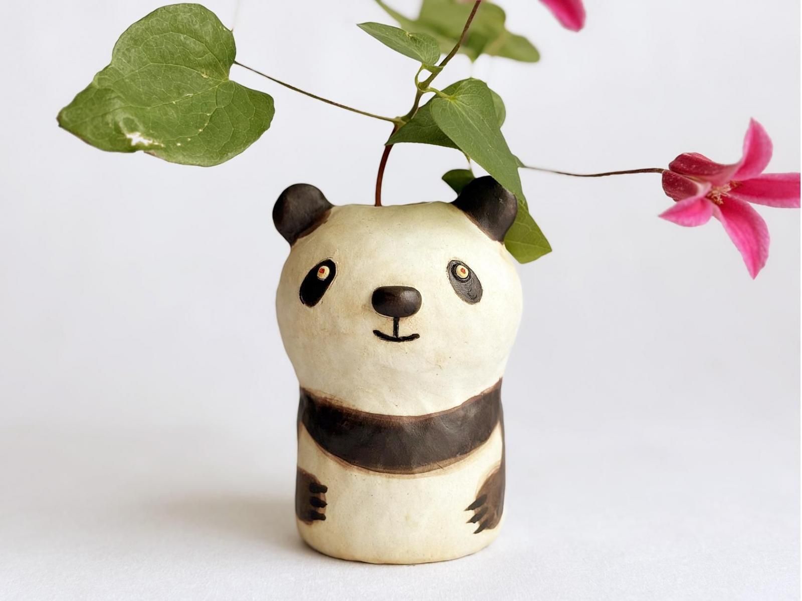 ena 陶土オブジェ お雛様、金太郎、うさぎ、パンダ 陶器のおひなさま 桃の彩・うさぎ雛 (HK117) 瀬戸焼 手軽に