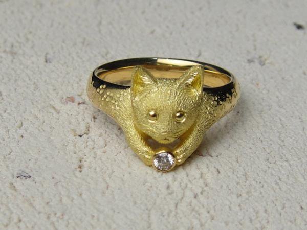 くらしを楽しむアイテム 指輪 k18ホワイトゴールド 猫 スタンダード 猫