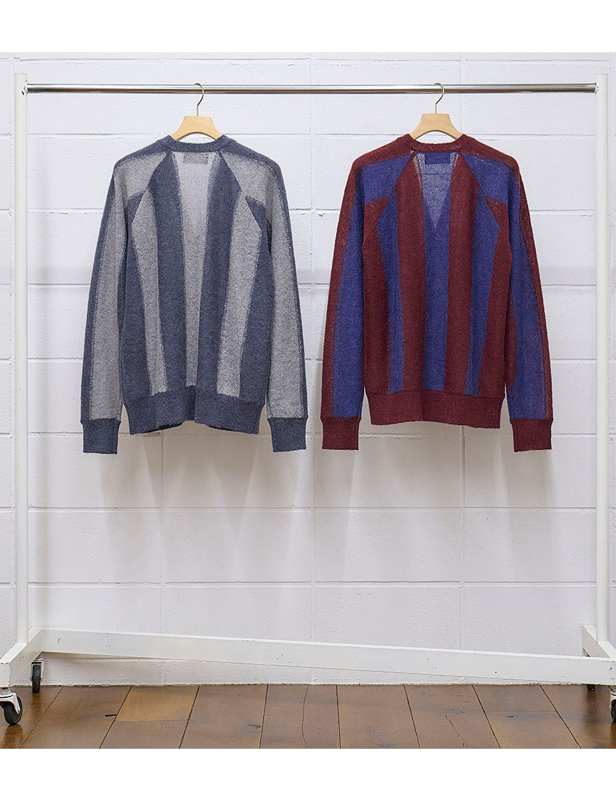 UNUSED - Stripe cardigan (LIGHT GRAYxCHARCOAL) US2096【Hoen-WEB】