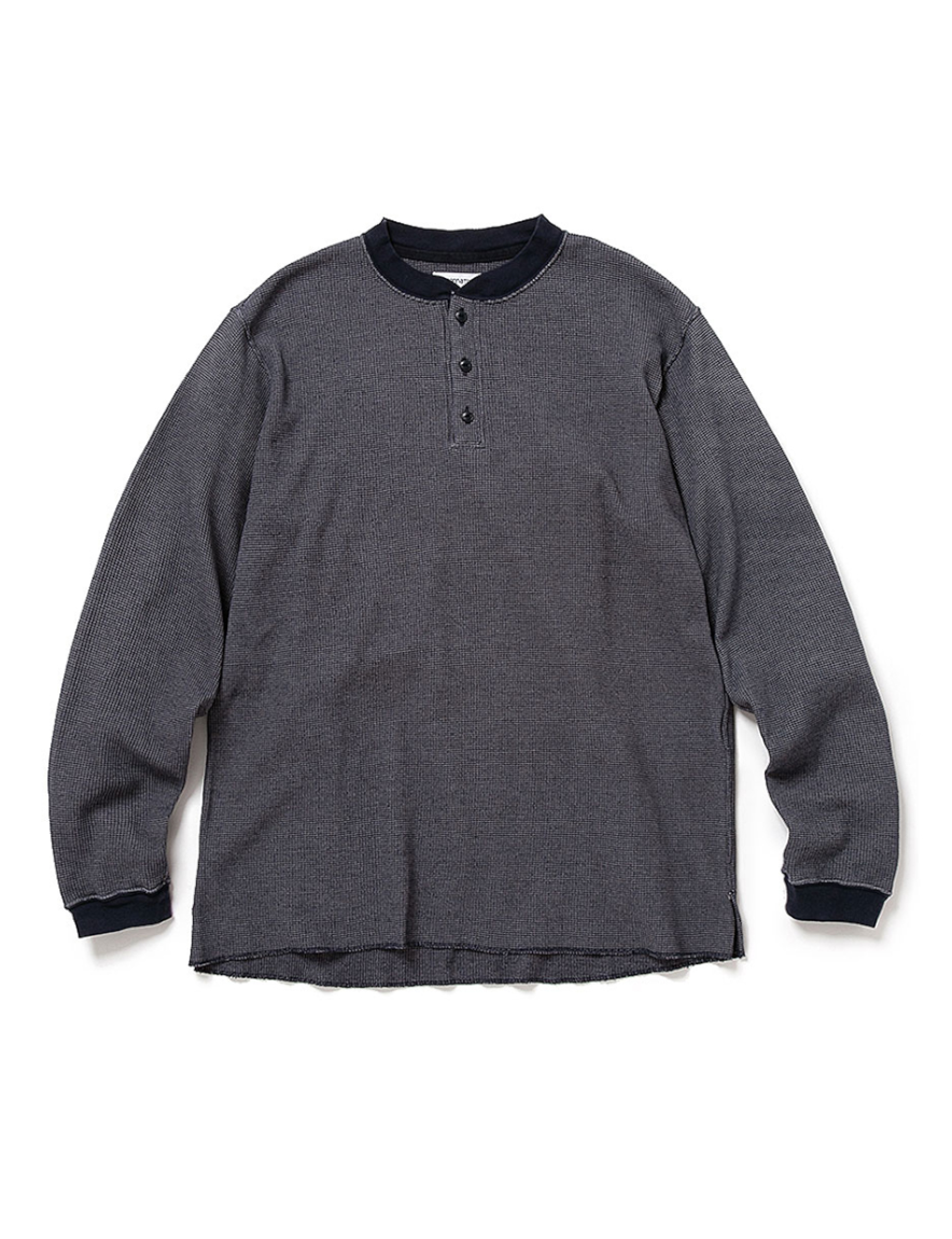 <img class='new_mark_img1' src='https://img.shop-pro.jp/img/new/icons50.gif' style='border:none;display:inline;margin:0px;padding:0px;width:auto;' />nonnative - DWELLER HENLEY NECK L/S TEE T/C THERMAL OVERDYED VW (NAVY)
