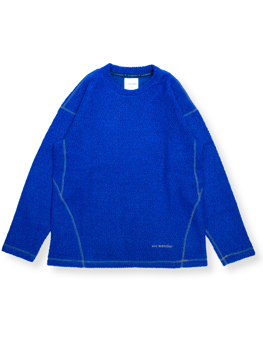 <img class='new_mark_img1' src='https://img.shop-pro.jp/img/new/icons50.gif' style='border:none;display:inline;margin:0px;padding:0px;width:auto;' />and wander - re wool JQ crew neck (BLUE)