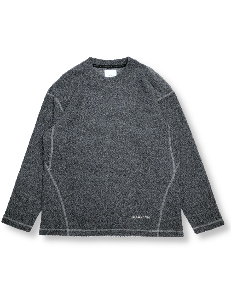 <img class='new_mark_img1' src='https://img.shop-pro.jp/img/new/icons50.gif' style='border:none;display:inline;margin:0px;padding:0px;width:auto;' />and wander - re wool JQ crew neck (CHARCOAL)