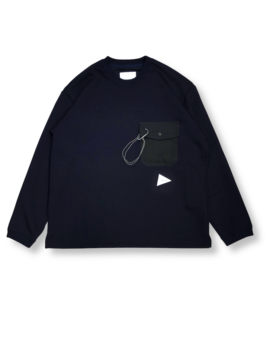 <img class='new_mark_img1' src='https://img.shop-pro.jp/img/new/icons50.gif' style='border:none;display:inline;margin:0px;padding:0px;width:auto;' />and wander - airly warm crew neck T (NAVY)