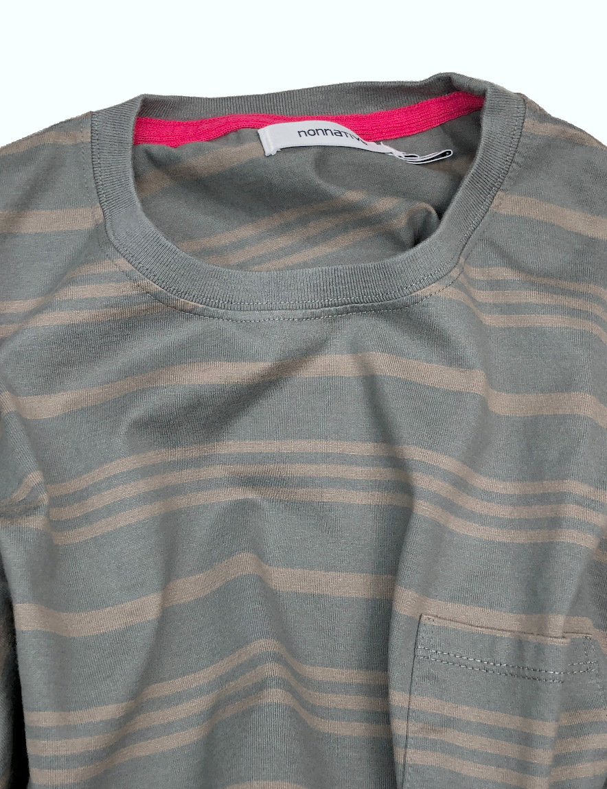 nonnative - DWELLER L/S TEE COTTON JERSEY BORDER (CEMENT)【42nd