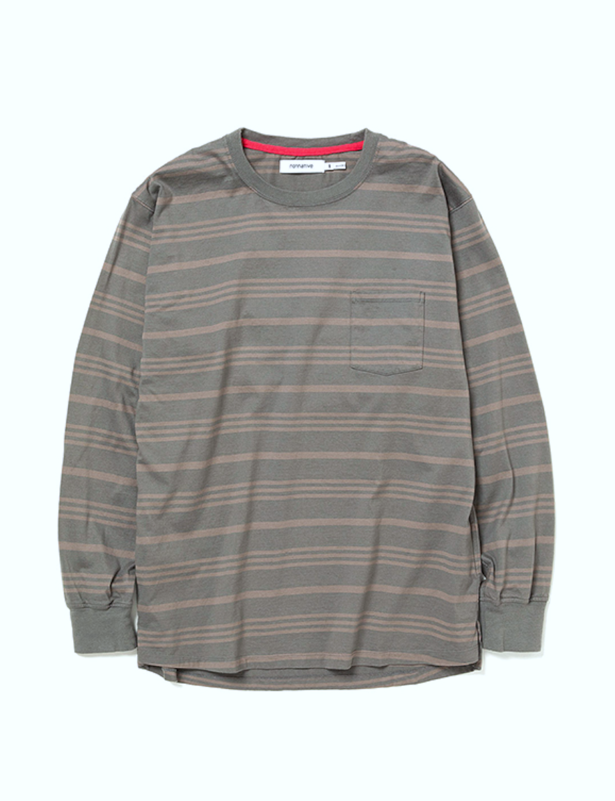 <img class='new_mark_img1' src='https://img.shop-pro.jp/img/new/icons50.gif' style='border:none;display:inline;margin:0px;padding:0px;width:auto;' />nonnative - DWELLER L/S TEE COTTON JERSEY BORDER (CEMENT)