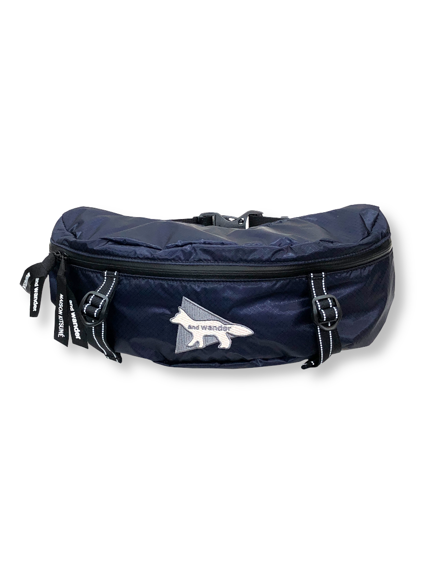 NAVYMAISON KITSUNE SIL NYLON WAIST BAG NAVY - ウエストポーチ