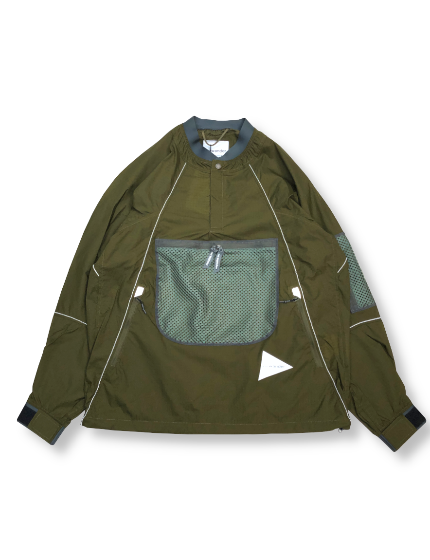 <img class='new_mark_img1' src='https://img.shop-pro.jp/img/new/icons24.gif' style='border:none;display:inline;margin:0px;padding:0px;width:auto;' />and wander - breath rip pullover jacket (KHAKI)