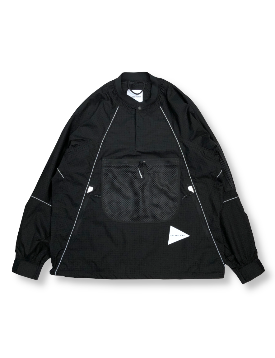 <img class='new_mark_img1' src='https://img.shop-pro.jp/img/new/icons50.gif' style='border:none;display:inline;margin:0px;padding:0px;width:auto;' />and wander - breath rip pullover jacket (BLACK)