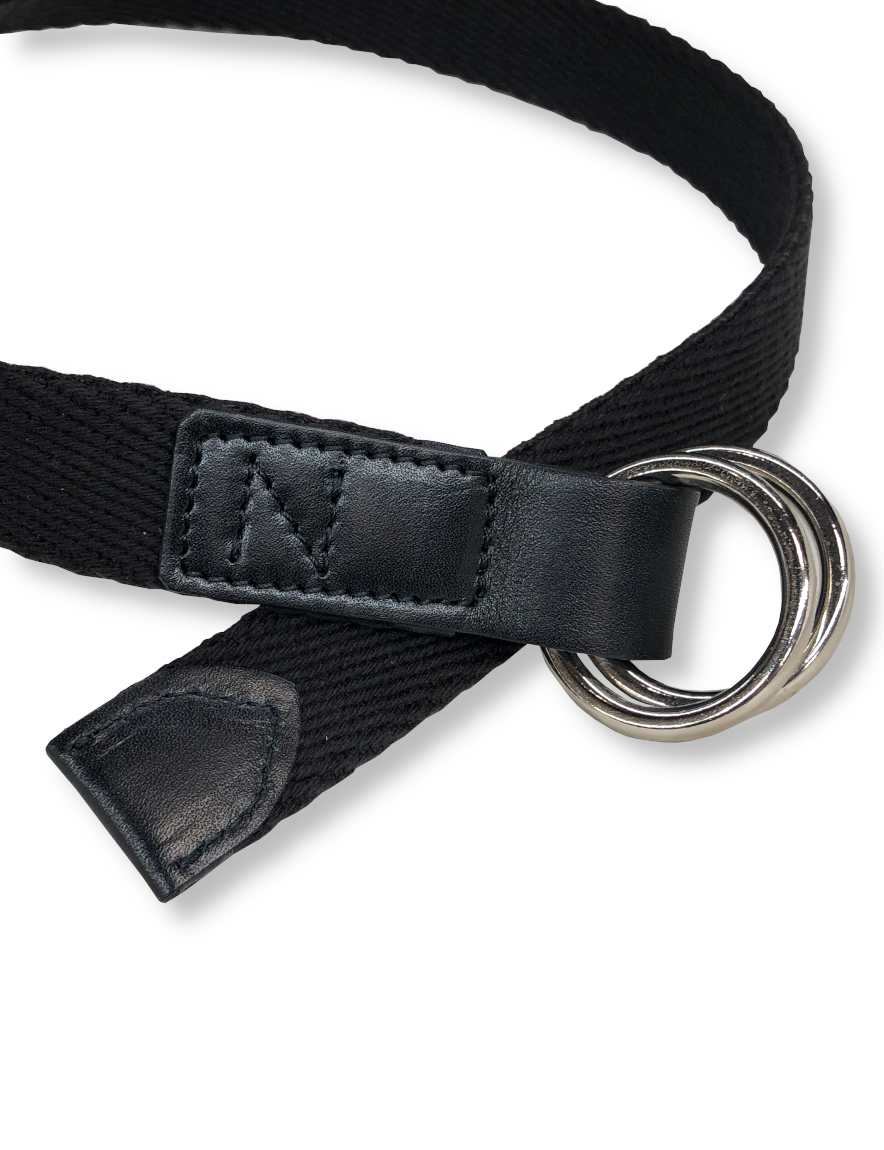 nonnative - DWELLER RING BELT ACRYLIC TAPE WITH COW LEATHER (BLACK