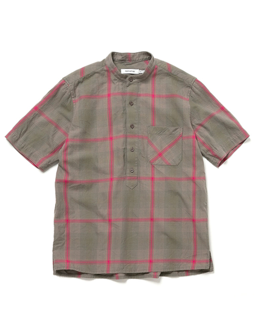 nonnative - DWELLER STAND COLLAR PULLOVER S/S SHIRT C/P TWILL OMBRE PLAID  (CEMENT)【42nd Summer collection】ノンネイティブ ハイカーベスト【Hoen-web】大分県から発送いたします。