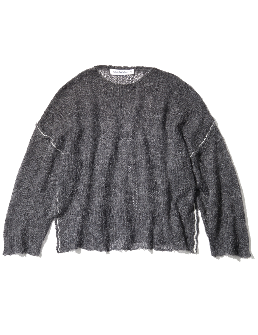 <img class='new_mark_img1' src='https://img.shop-pro.jp/img/new/icons24.gif' style='border:none;display:inline;margin:0px;padding:0px;width:auto;' />SandWaterr - RESEARCHED BOAT NECK SWEATER/ MOHAIR MIX YARN (CHARCOAL)