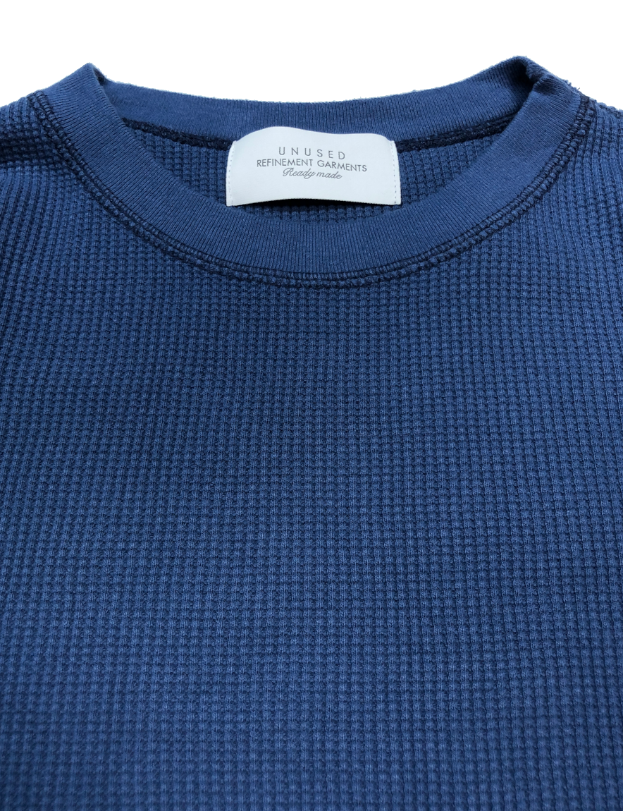 UNUSED - Long Sleeve Waffle T-shirt (BLUE) US2368【Hoen-WEB】