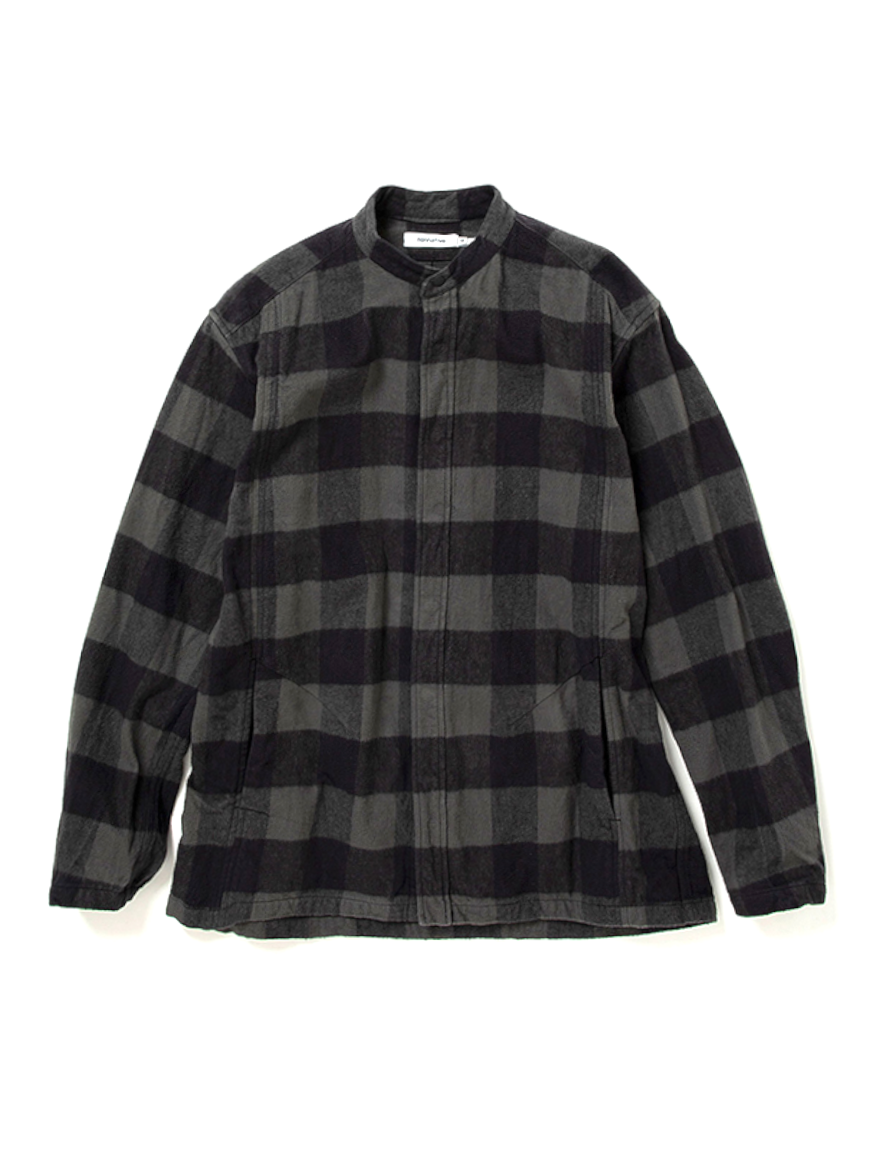 <img class='new_mark_img1' src='https://img.shop-pro.jp/img/new/icons1.gif' style='border:none;display:inline;margin:0px;padding:0px;width:auto;' />nonnative - OFFICER STAND COLLAR SHIRT COTTON FLANNEL BLOCK CHECK (CHARCOAL / BLACK)