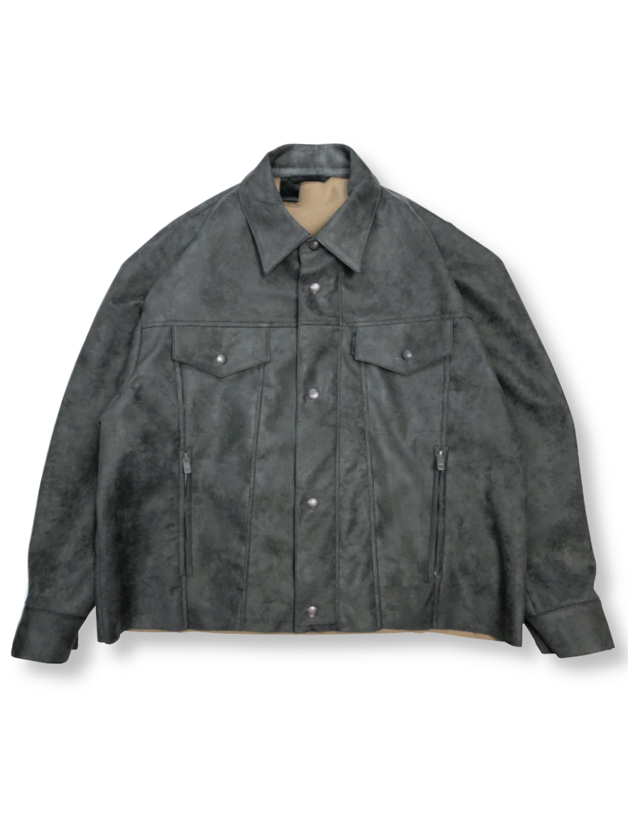 <img class='new_mark_img1' src='https://img.shop-pro.jp/img/new/icons1.gif' style='border:none;display:inline;margin:0px;padding:0px;width:auto;' />N.HOOLYWOOD - FAKE SUEDE BLOUSON (CHARCOAL)