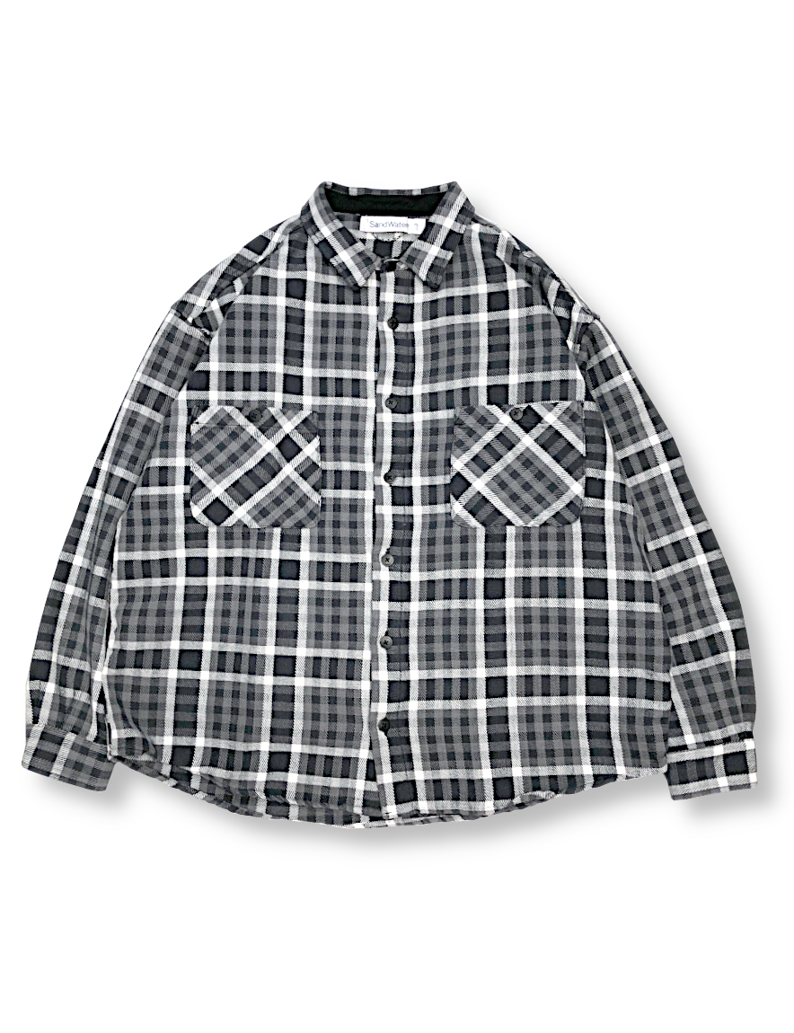 <img class='new_mark_img1' src='https://img.shop-pro.jp/img/new/icons41.gif' style='border:none;display:inline;margin:0px;padding:0px;width:auto;' />SandWaterr - RESEARCHED BAGGY SHIRT / INDIA COTTON FLANNEL (BLACK)
