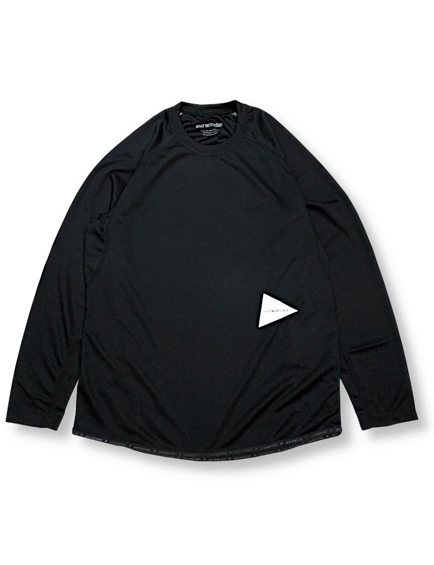 <img class='new_mark_img1' src='https://img.shop-pro.jp/img/new/icons50.gif' style='border:none;display:inline;margin:0px;padding:0px;width:auto;' />and wander - power dry jersey raglan LS T (BLACK)