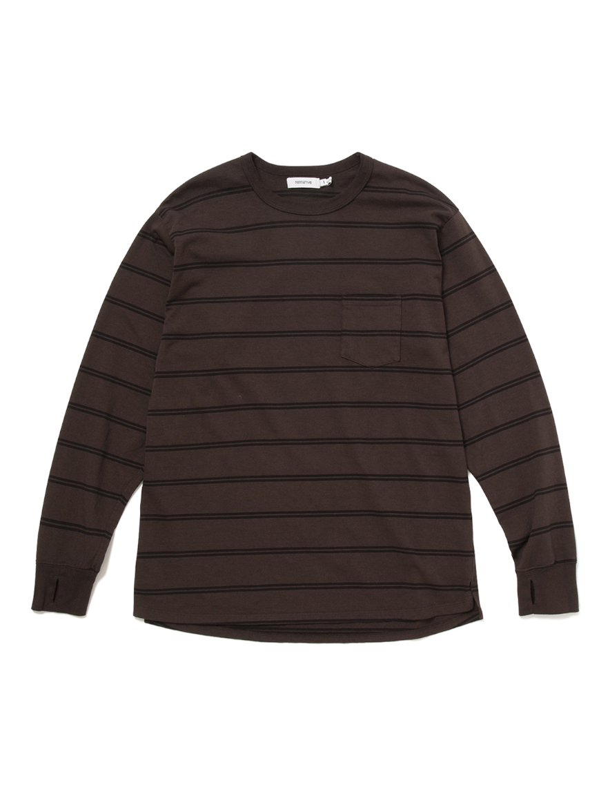 <img class='new_mark_img1' src='https://img.shop-pro.jp/img/new/icons50.gif' style='border:none;display:inline;margin:0px;padding:0px;width:auto;' />nonnative - DWELLER L/S TEE COTTON JERSEY BORDER (BROWN)
