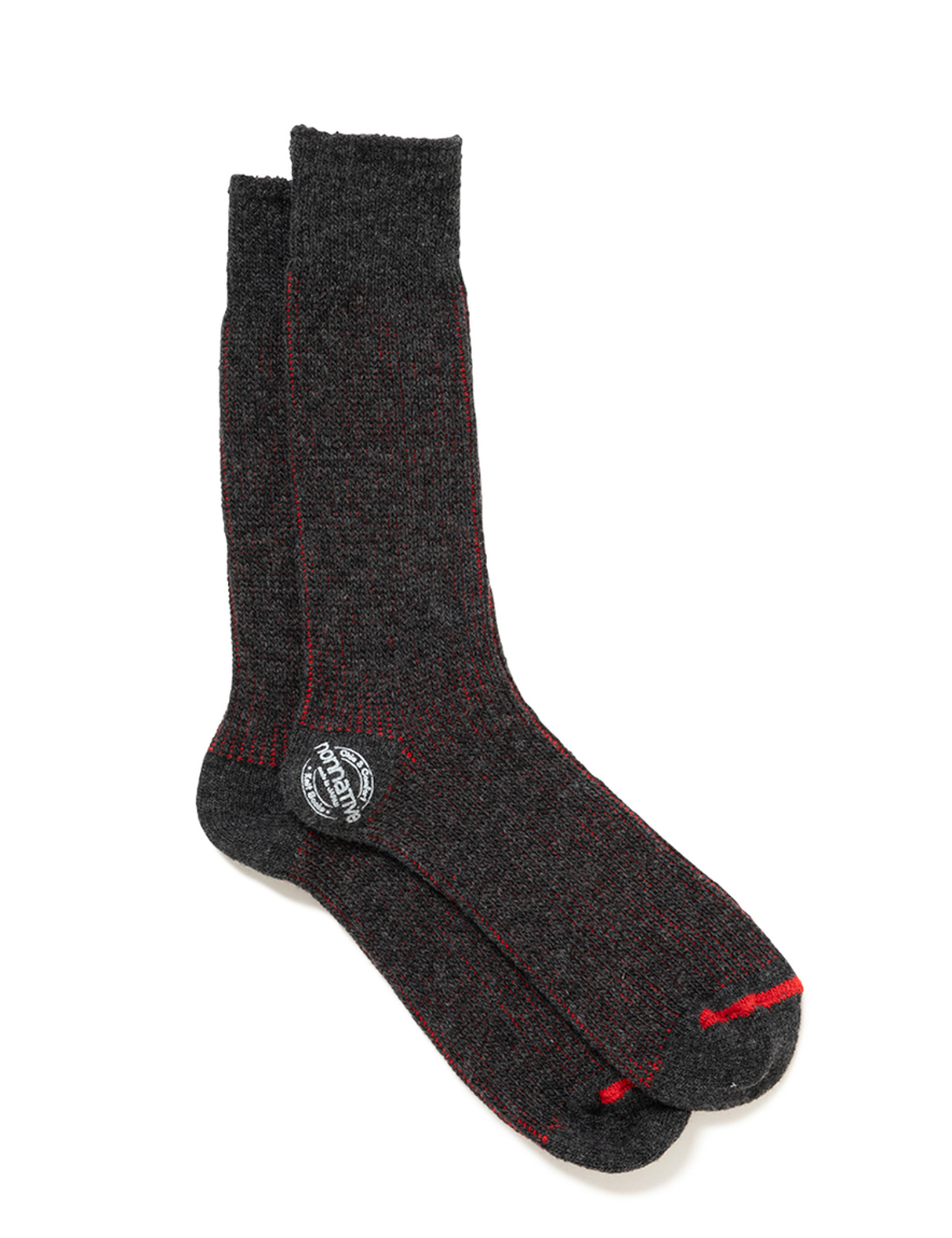 <img class='new_mark_img1' src='https://img.shop-pro.jp/img/new/icons1.gif' style='border:none;display:inline;margin:0px;padding:0px;width:auto;' />nonnative - DWELLER SOCKS HI W/N/P/Pu WOVEN (CHARCOAL)