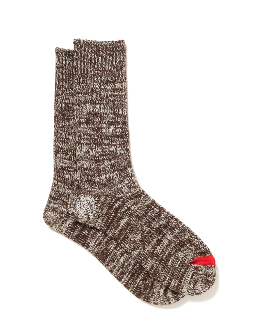 <img class='new_mark_img1' src='https://img.shop-pro.jp/img/new/icons1.gif' style='border:none;display:inline;margin:0px;padding:0px;width:auto;' />nonnative - DWELLER SOCKS HI W/N/C/P/Pu WOVEN (BROWN)